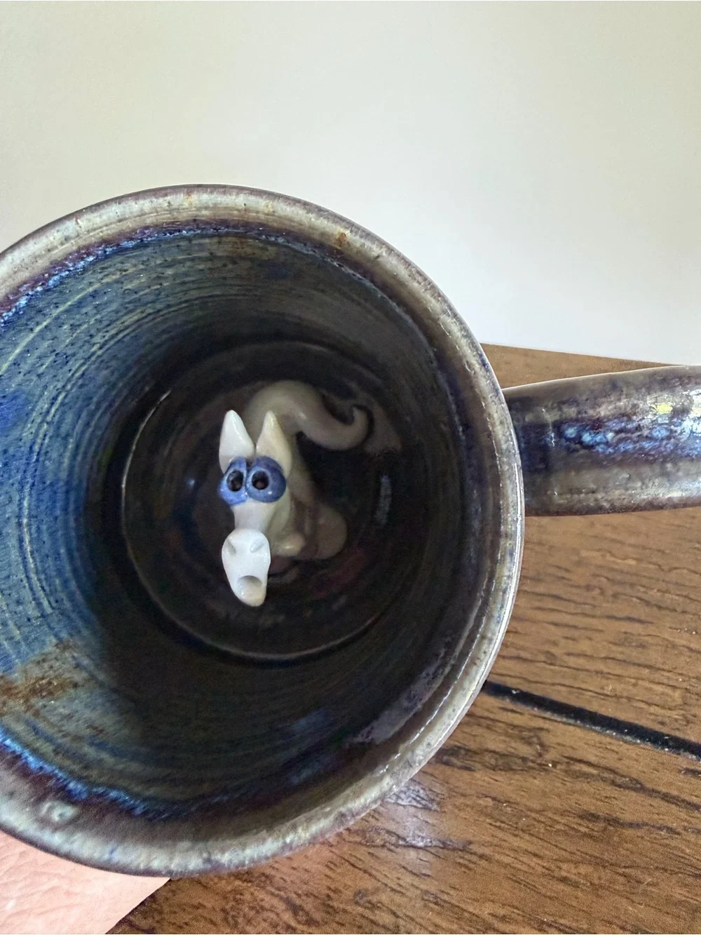 Clay Images Hidden Dog Surprise Mug Coffee Cup Handmade Studio Pottery funny